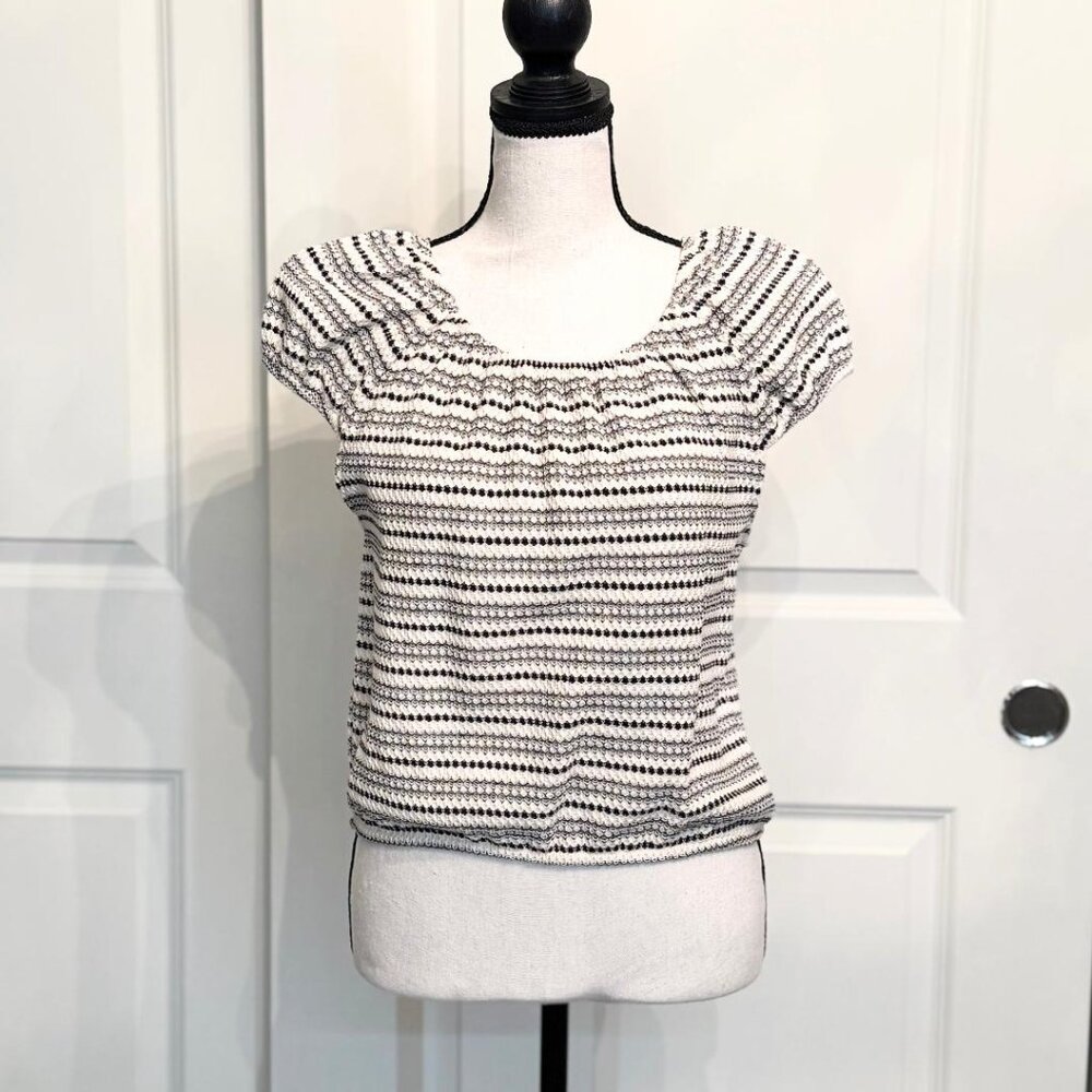 New Anthropologie Twenty Laureanne Striped Top Blouse Cap Sleeves, Size XS